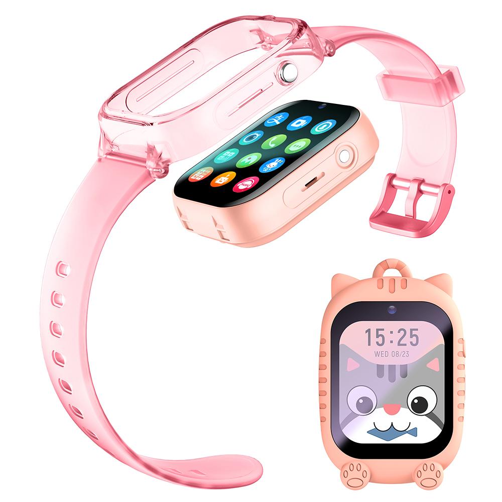 

K26 1.83 inch Display Detachable Smart Watch 4G Call GPS Positioning Kids Watch with Lanyard+Silicone Case Pink