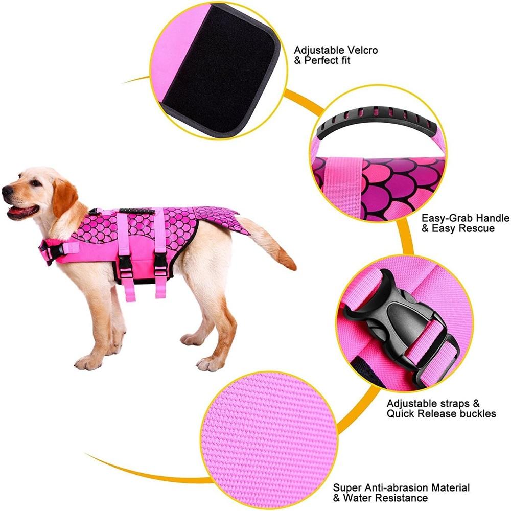 Dog Life Jacket Ripstop Dog Safety Vest Adjustable Preserver with High Buoyancy and Durable Rescue Handle for Small,Medium,Large Dogs
