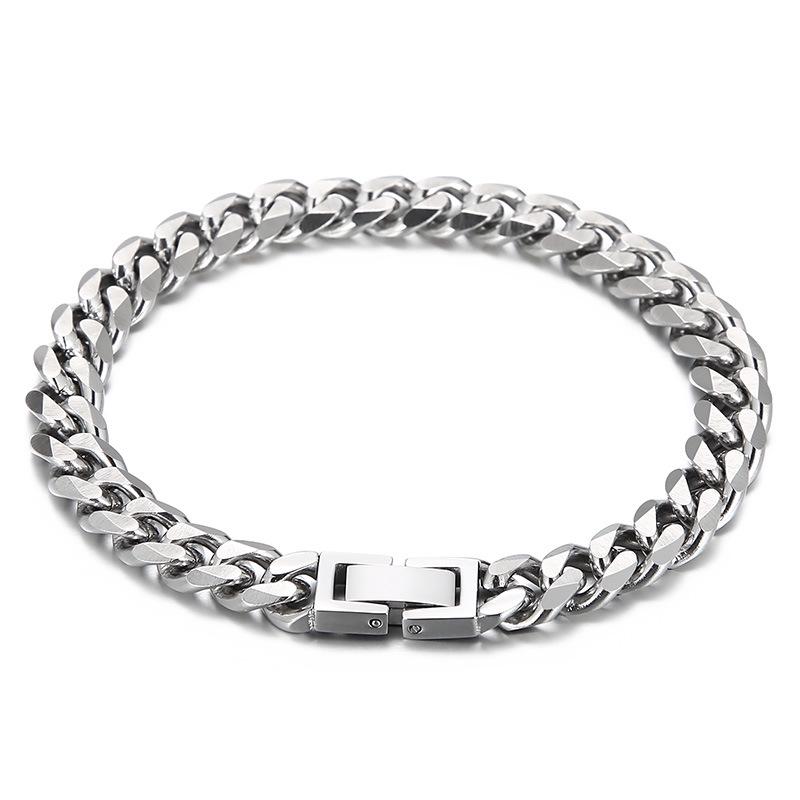 Unisex Cuban Cut Edge Titanium Steel Bracelet - Simple Whip Chain Fashion Jewelry