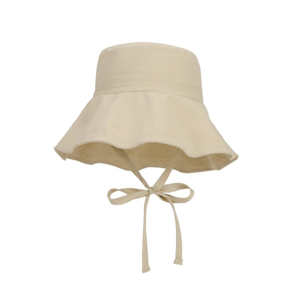 Solid Color Summer Sun Hat Lace Up Bucket Hat Fashion Sunshade Hat  Travel