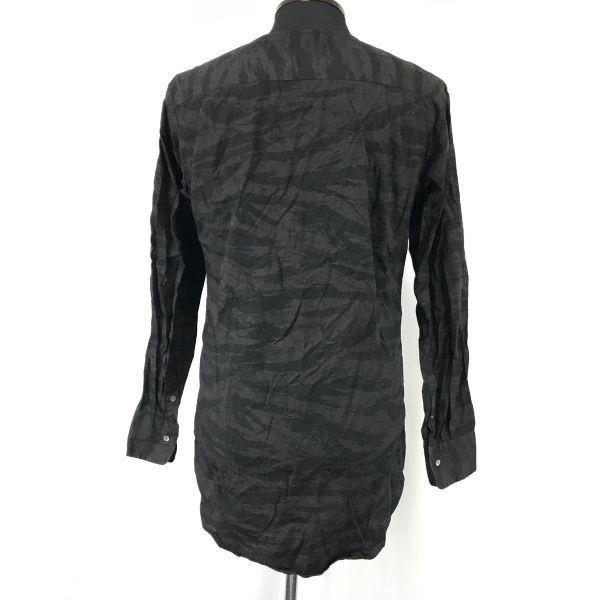 TORNADO MART Black Camouflage Collarless Long Sleeve Shirt Men’s L Cotton(USED)