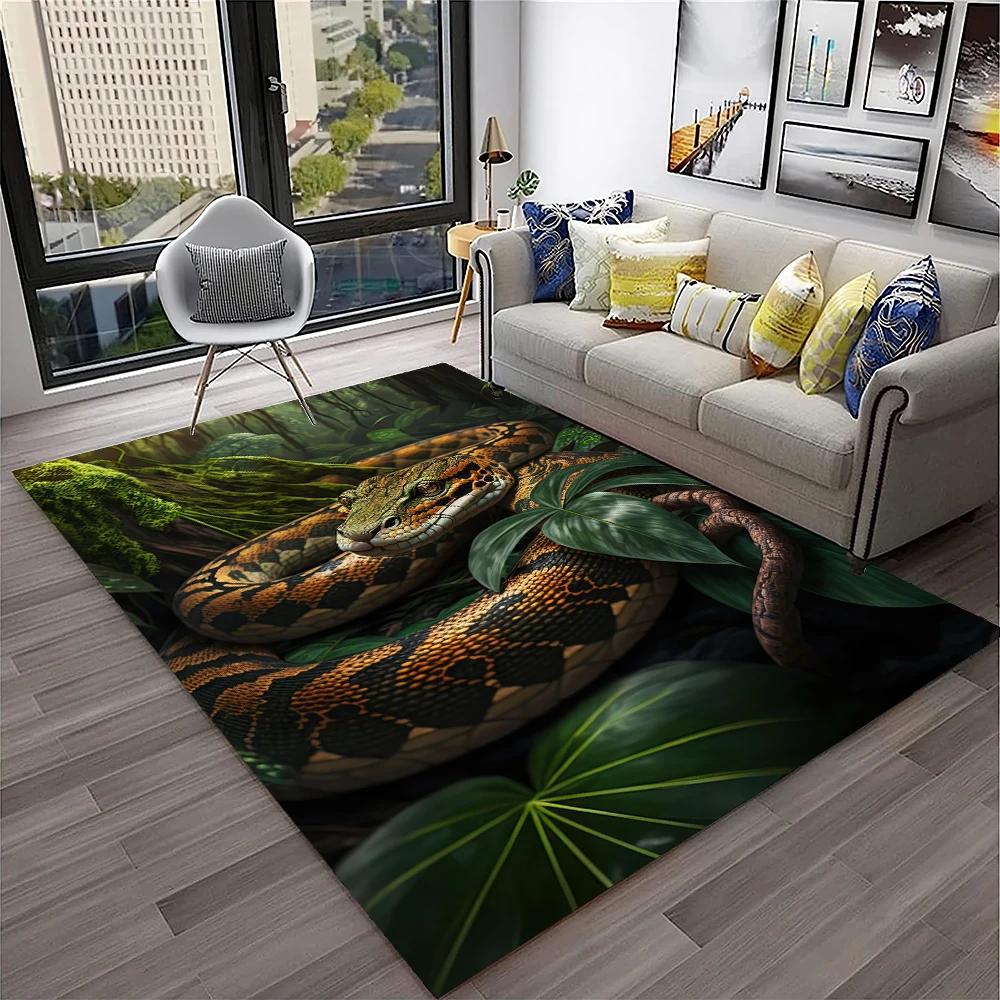 3D Gothic Snake Serpent Python Viper Carpet Rug for Home Living Room Bedroom Sofa Doormat Decor,kids Area Rug Non-slip Floor Mat