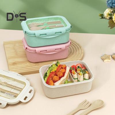 850ML Easy To Clean Lunch Box Convenient Fashion Two Compartments Lunch Food Case with Tableware
