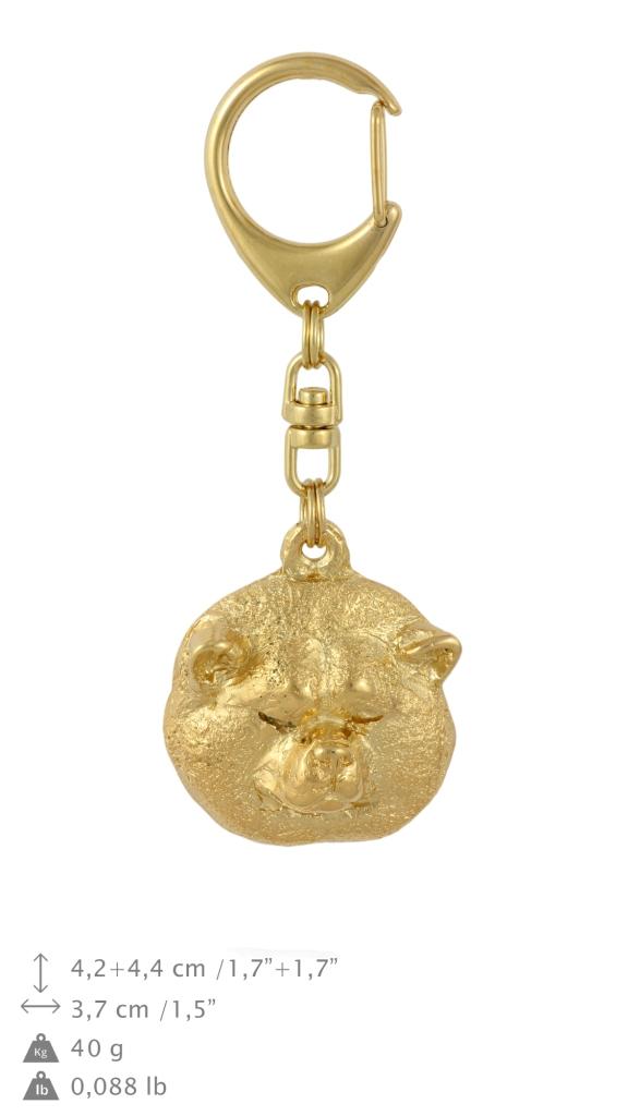 Akita, Akita Inu - Gilded key ring with dog in gift box, handbag decoration, luxury accessory by Art-Dog brand