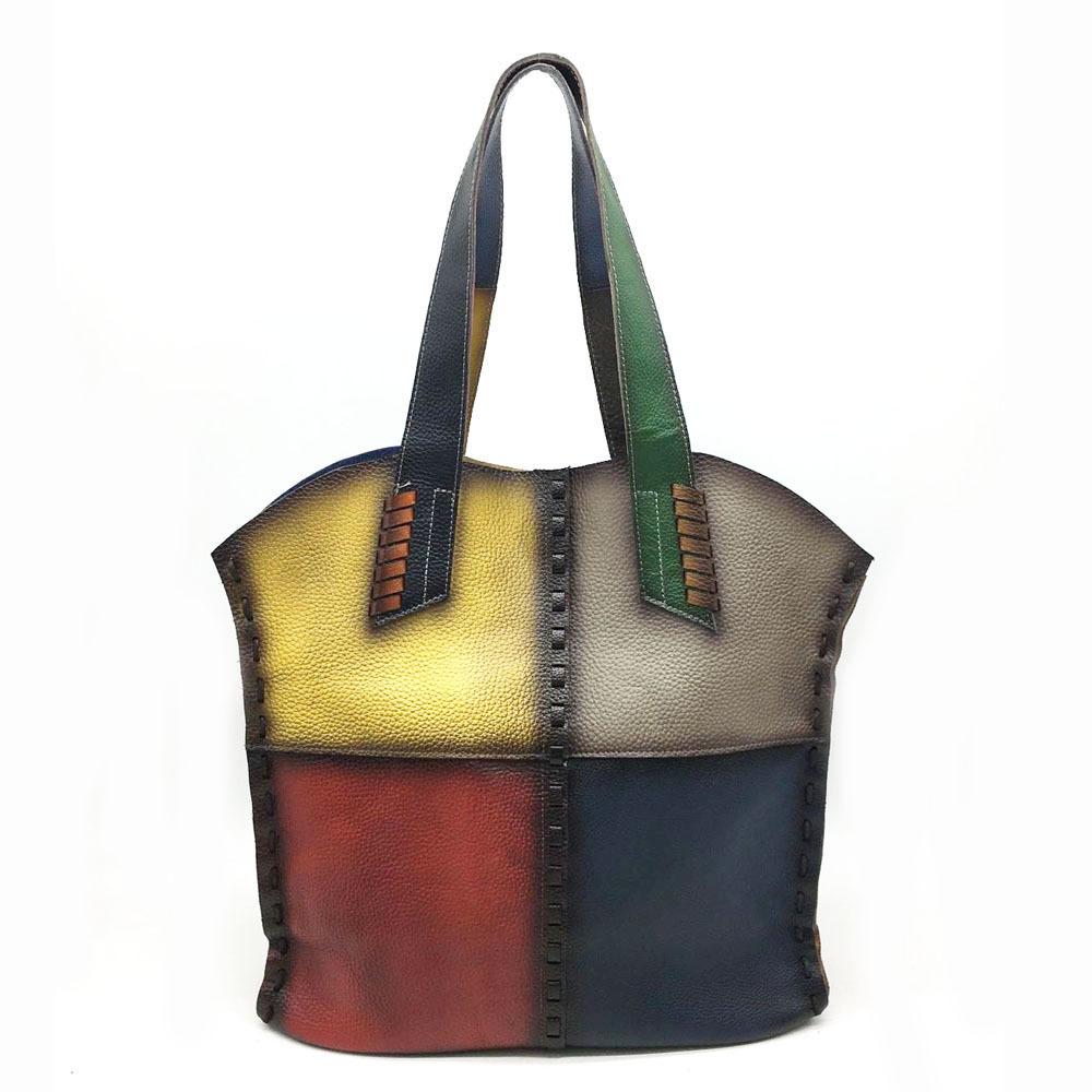 Large Capacity Cowhide Tote Bag Style Simple Soft Leather Commuter Bag Women'S Bag Fashion Shoulder Bag