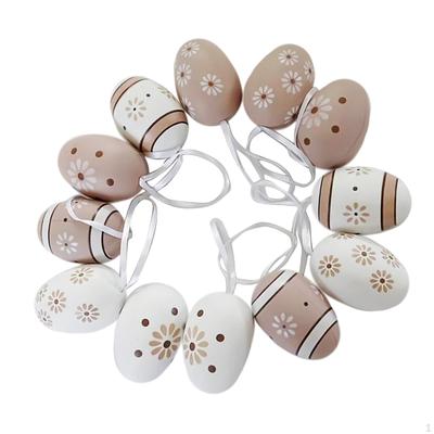 12 Pieces Easter Egg Ornament Tree Decor Fake with String Decorative Portable Eggs