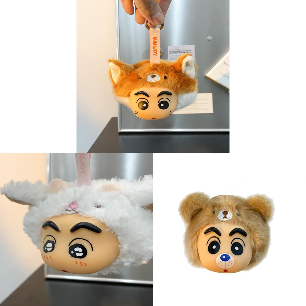 Crayon Shinchan Animal Head Keychain Plush Toy With Cartoon Design For Kids And Teens