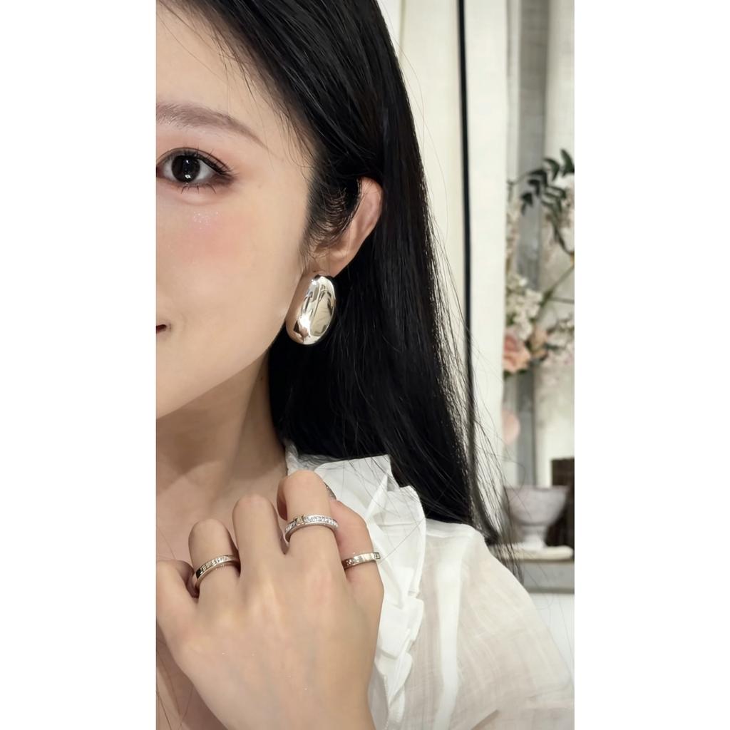 Oval Chunky Dome Earrings for Women, Gold Plated/Polished Silver Statement Earrings Hypoallergenic Bold Large Hoop Earrings Minimalist Jewelry