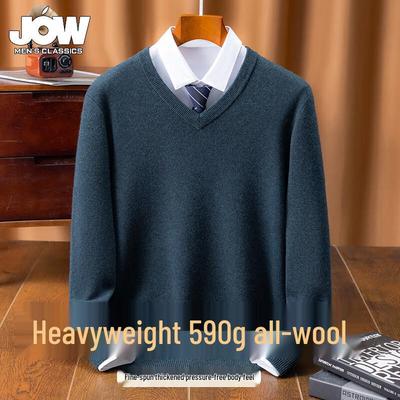 JOW Men's Heavyweight Merino Wool V-Neck Sweater