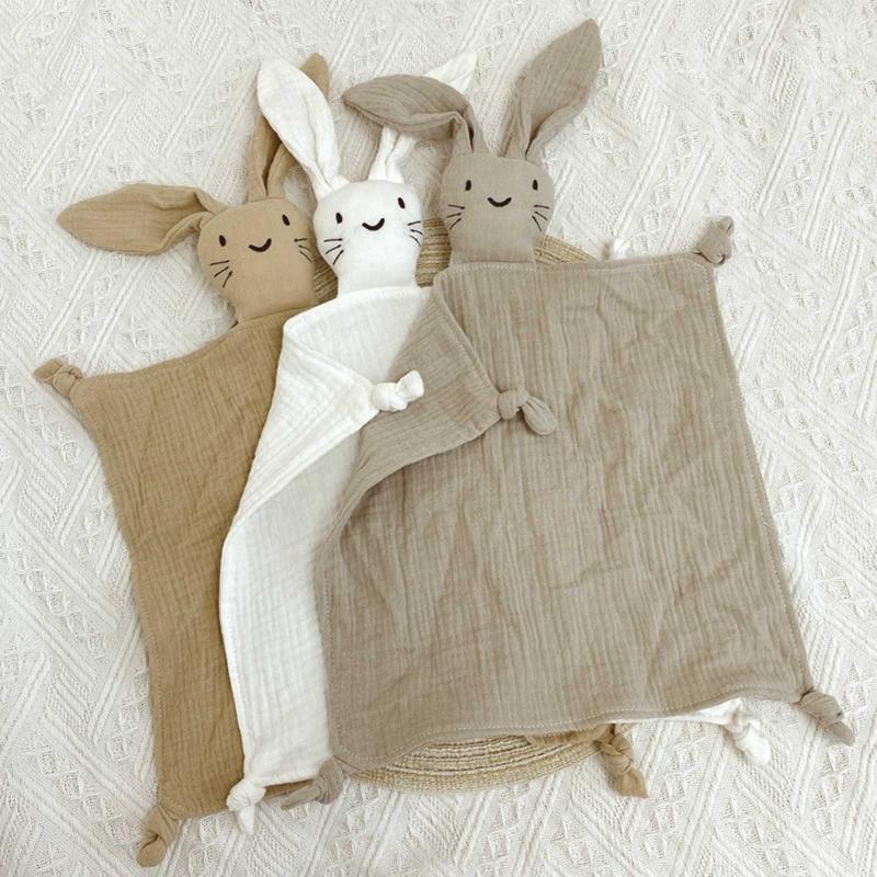 Baby Soothe Blanket Soft Gauze Bibs Teether Burp Cloth Gift Cute Rabbit for Doll Appease Towel Comfort Sleeping Cuddling