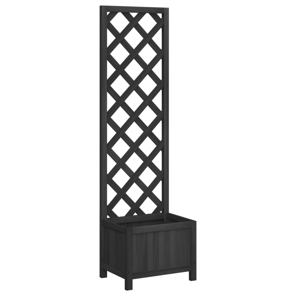 Vidaxl Planter with Trellis, Black, Solid Fir Wood