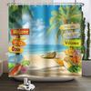 Summer Beach Sea Palm Tree Shower Curtain Tropical Surfboard 3d Waterproof Bathroom Curtain Decoration With Hooks Home Supplies