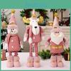 Adorable Pink Stretchable Plush Figurines Featuring Santa Snowman And Reindeer For Christmas Decorations