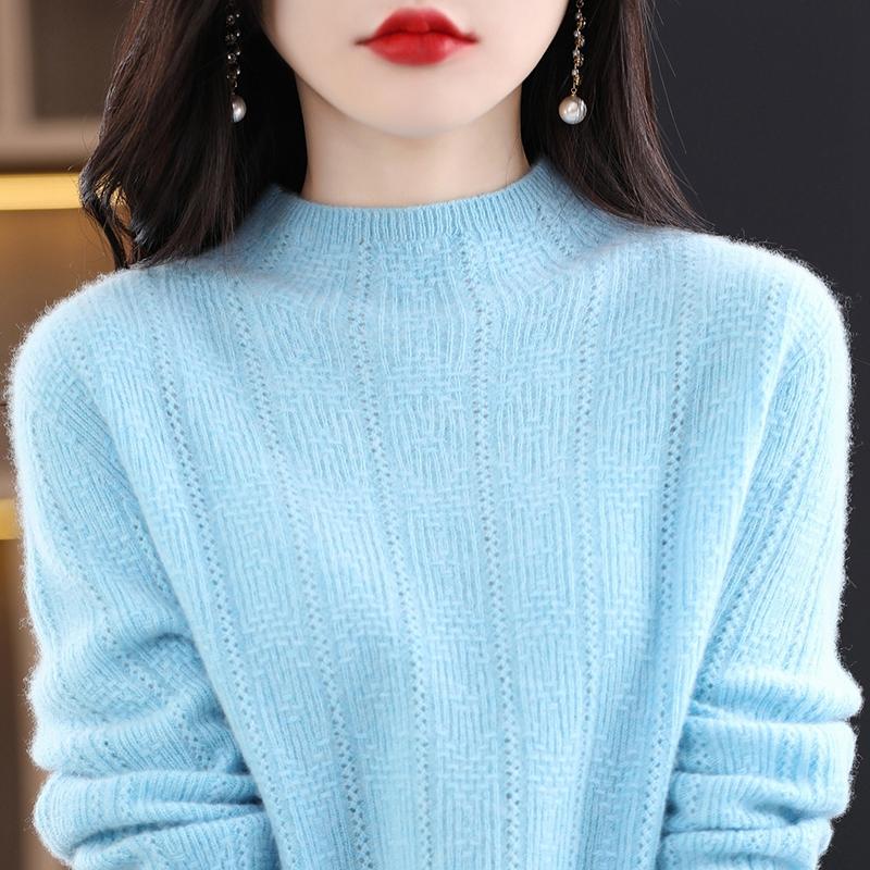 Dámský kašmírový svetr Qinghe kašmír 30% kašmír 70% vlna Dámský podzimní a zimní kašmírový svetr měkký a teplý