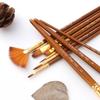 10Pcs/Set Round Flat Angle Artist Paint Brushes Set Wooden Pole Drawing Art Brush  Gift