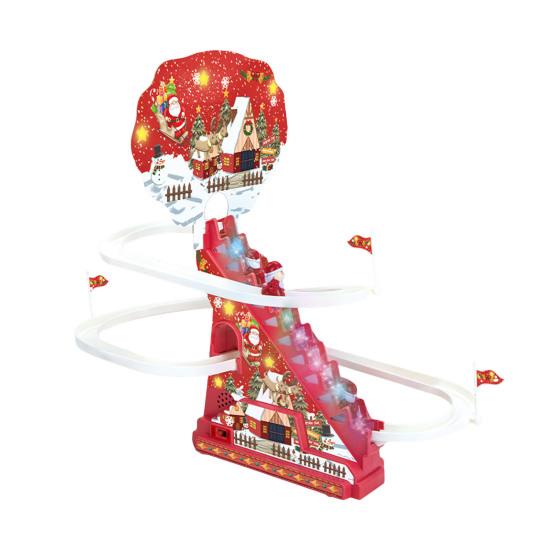 

Рождественская игрушка Санта-Клаус для скалолазания со светодиодной подсветкой и музыкой, электрический Санта-Клаус, восхождение по лестнице, американские горки, скользящая игрушка для малышей, мальчиков и девочек, подарок красный