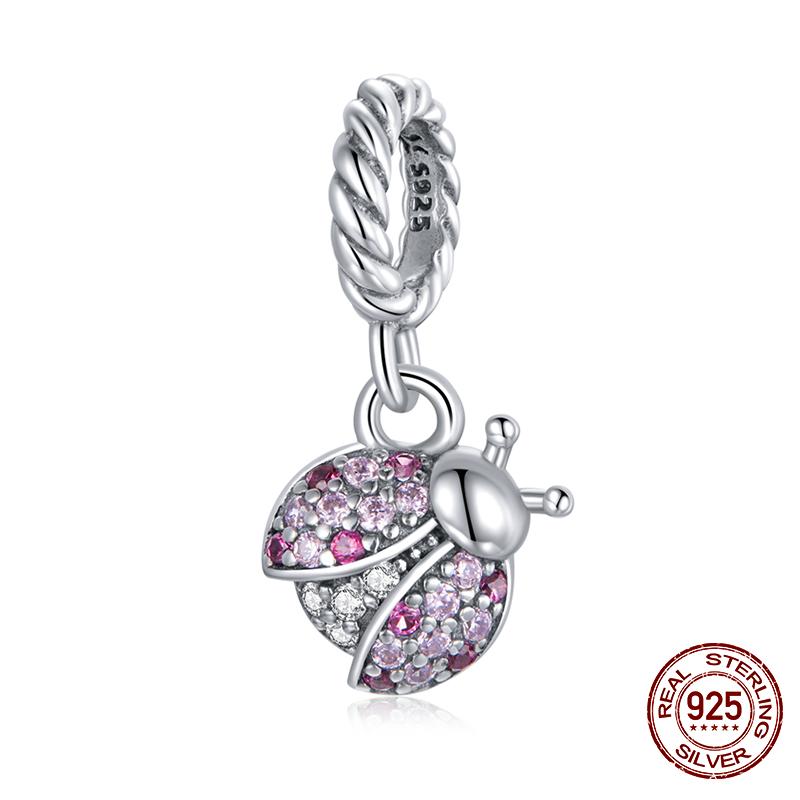 WOSTU Real 925 Silver Heart Beads Flower Retro Pattern Charms Pendant Fit Original DIY Bracelet Necklace Silver Jewelry