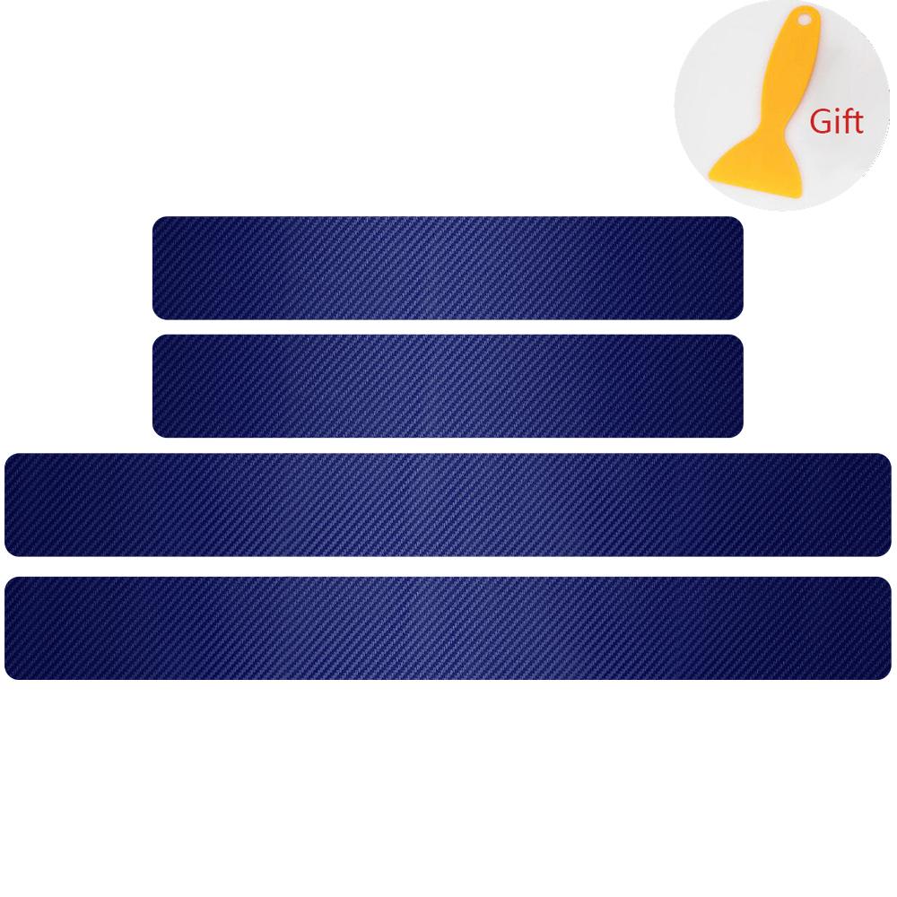 AFA1 4Pcs Car Door Threshold Carbon Fiber Logo Sticker Door Sill Trim Decal For Skoda Octavia Rapid Fabia A7 Superb KAMIQ Superb VII