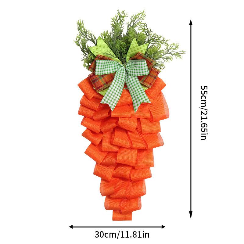 

55cm Easter Linen Carrot Wreath Front Door Decoration Festival Decoration Rabbit Carrot Decoration Easter Home Decoration