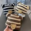 Trendy Korean Style Pom-pom Knit Wool Hat for Infants & Toddlers - Autumn & Winter Bear Ear Protection Design