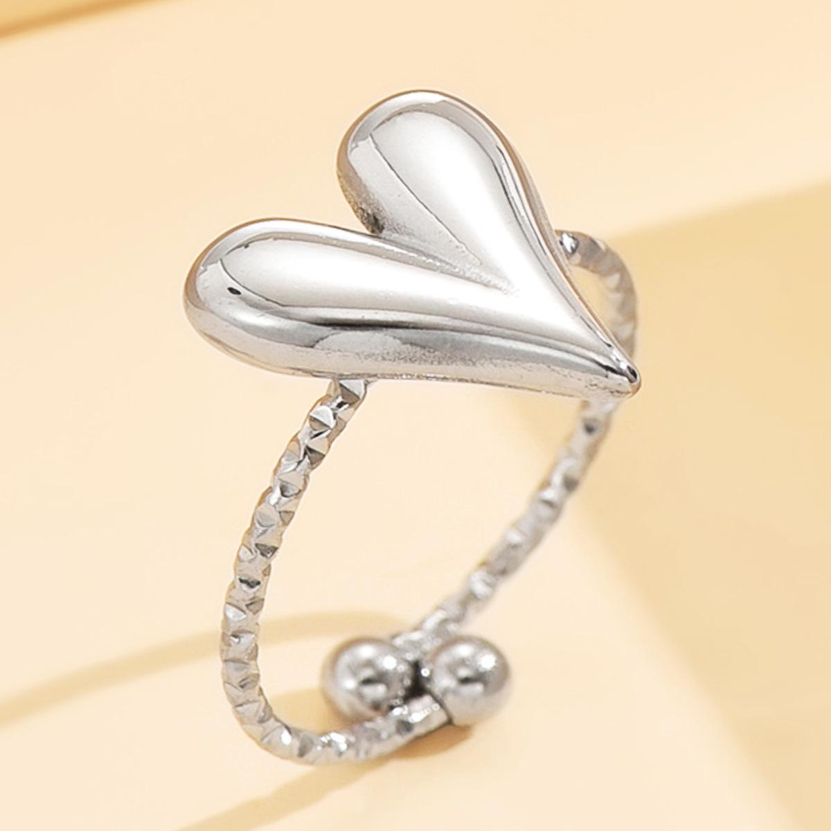 Adjustable Sweet Fairy Heart Ring: Women s Versatile Stainless Steel Titanium Jewelry