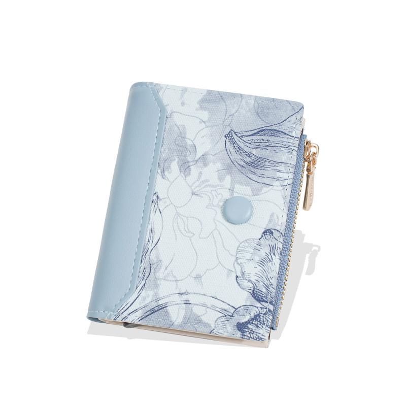 Minimalist Flower Pattern Women Double Fold Square Wallet With Card Slot For Daily Use And Antitheft Protection