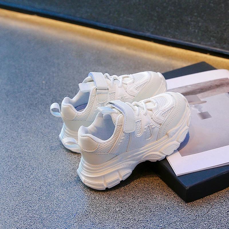 

Детская сетчатая дышащая спортивная обувь для мальчиков и девочек, повседневные кроссовки, износостойкие, 2024, новые детские кроссовки, модные, универсальные 26 белый