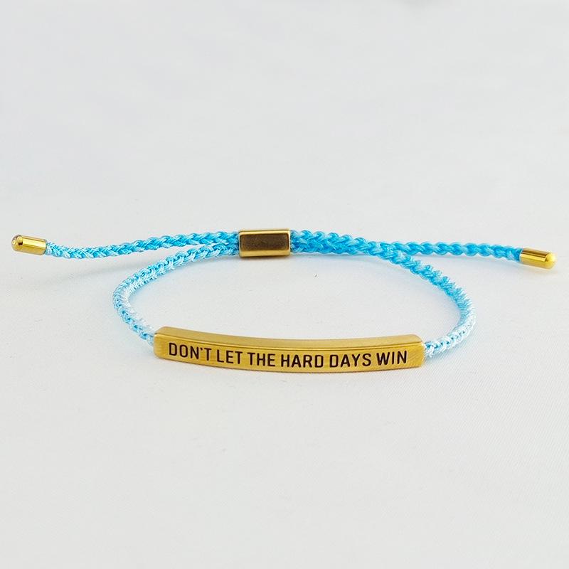 Регулируемый гравированный браслет из титановой стали - Плетеный вручную браслет из ананасовой веревки