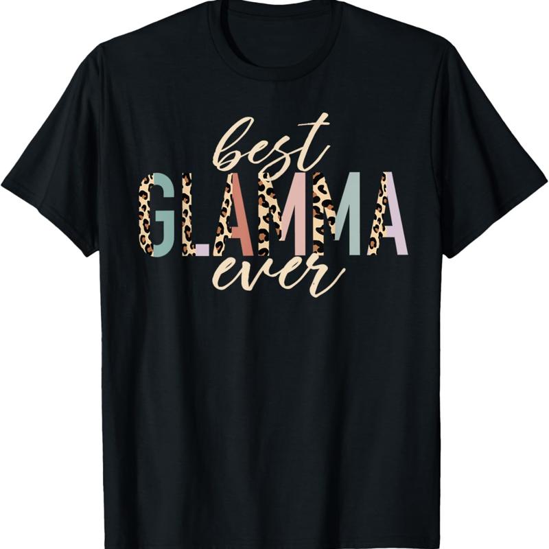 

Best Glamma Ever S Leopard Print Mother S Day T Shirt - Men s Summer Cotton Graphic Tee S разноцветный