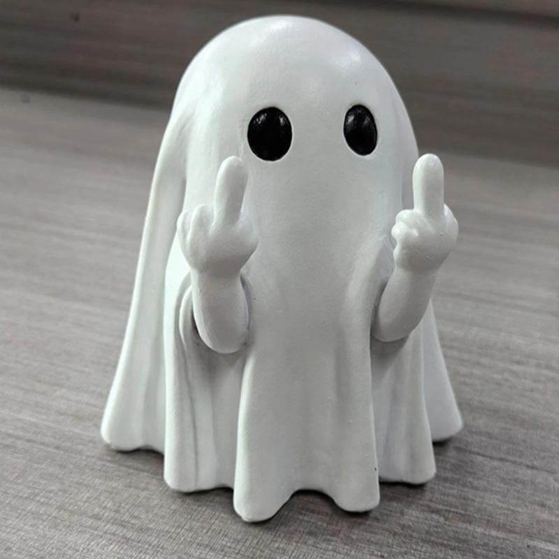 Ornaments Halloween Ghost Figure Middle Finger Creative Cute Little Ghost Decorative Resin Crafts Home Ornaments