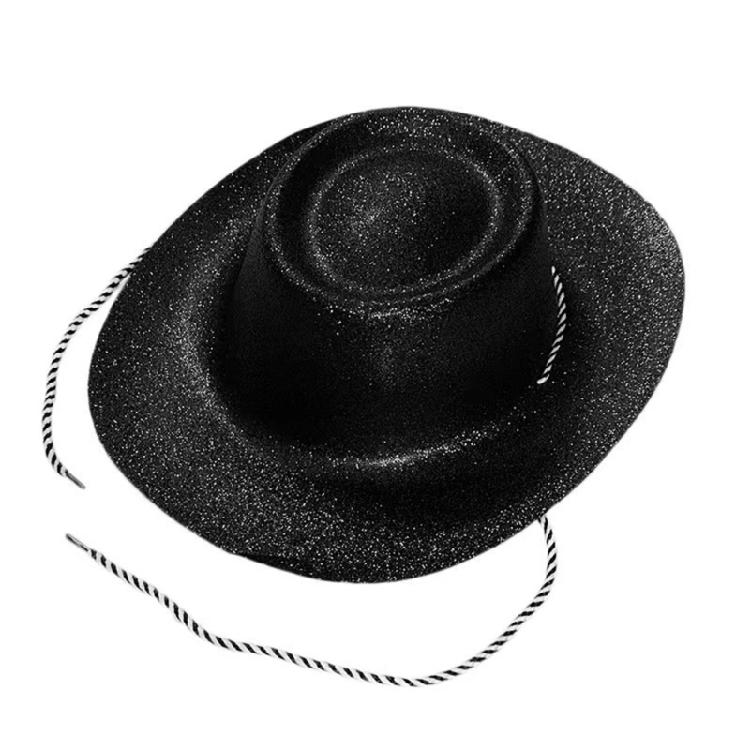 Sparkling Glitter Powder Wide Brim Hiphop Fedora Hat for Stage Party Lovers