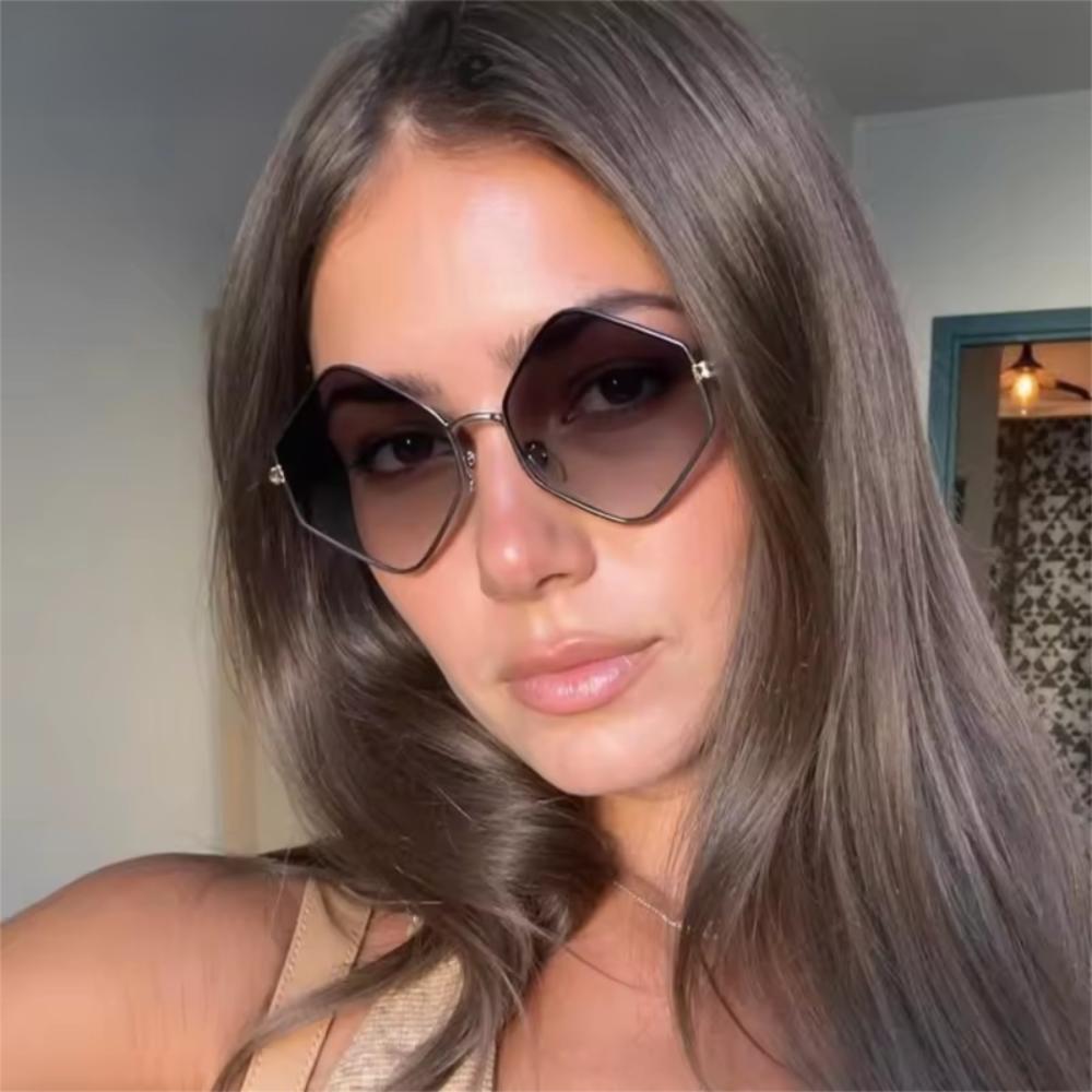 Y2K Sun Glasses Metal Frame Shades Eyewear Classic Polygon Sunglasses  Driving