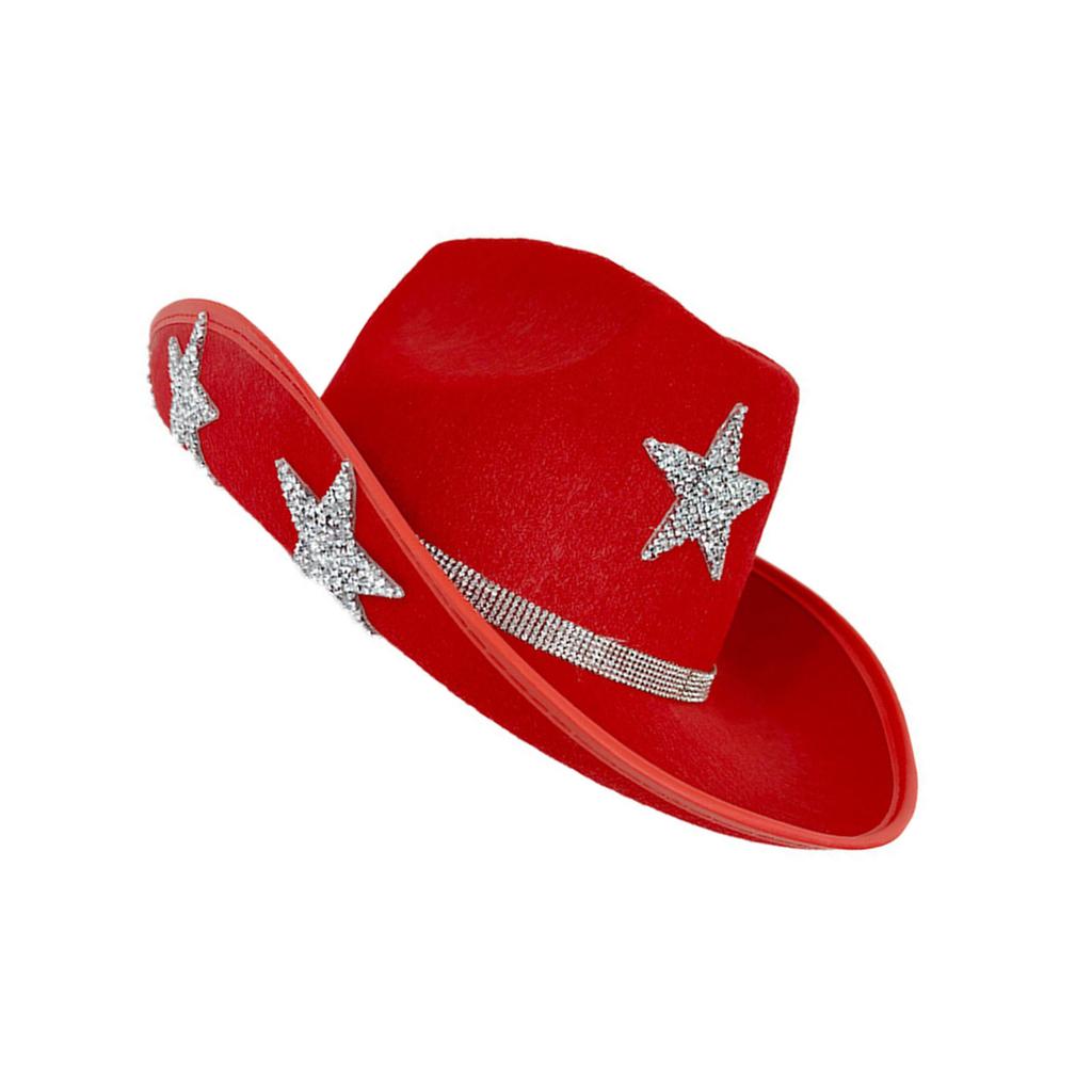 Shining Crystal Star Hat for Women Men Music Festival Hat with Five Pointed Star Pattern for Adult Stage Performances