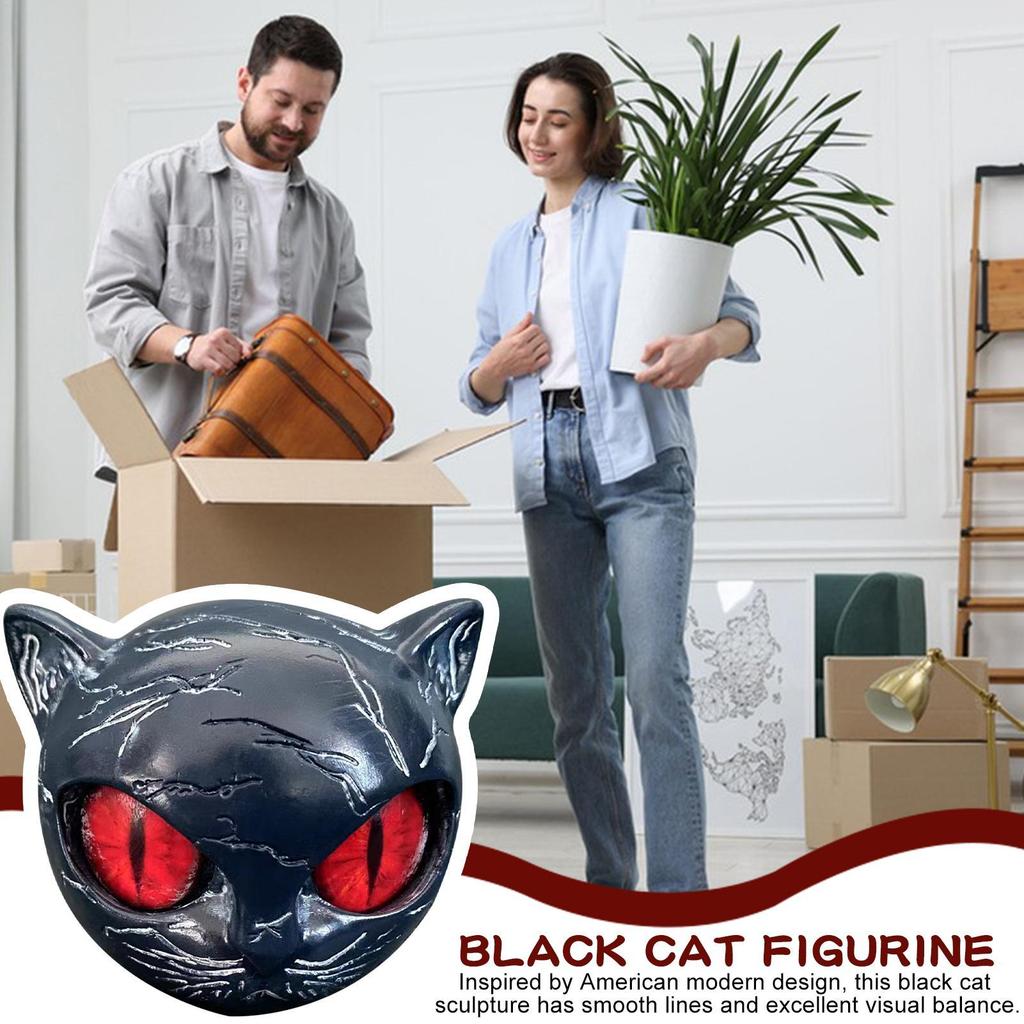 Elegant Black Cat Figurine Desktop Animal Statue Mini Resin Sculpture Home Office Desk Nightstand Decoration Gift for Cat Lovers