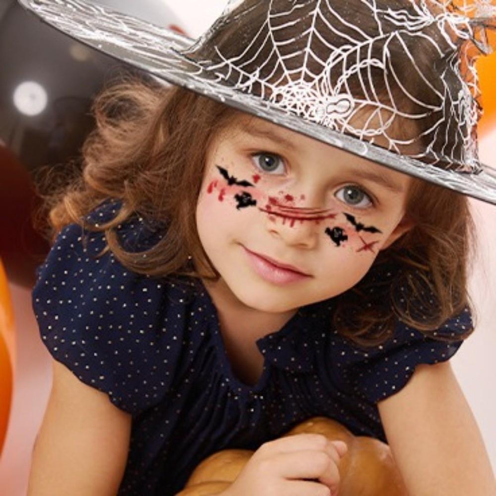 12Pcs Pumpkin Halloween Face Tattoo Sticker Body Art Scar Stickers Kids Adult Eye Make Up