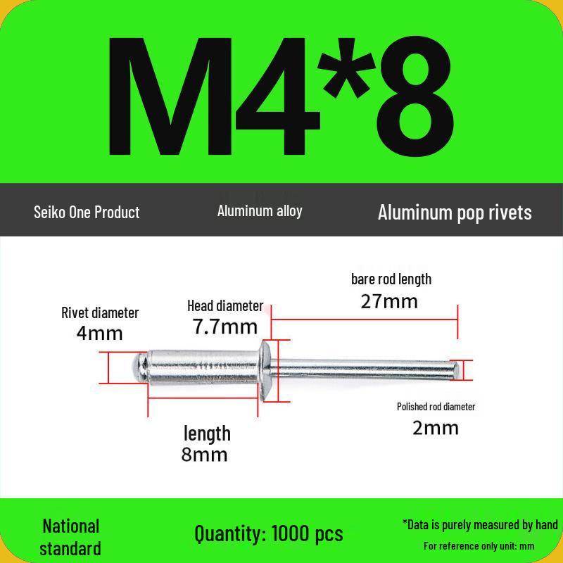 Aluminum Blind Rivets & Nuts - Black Round Head, Extended Shank, M4/M5/M6