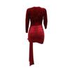 Christmas Sexy Dress Party Long Sleeve Irregular Hip Dress for Women