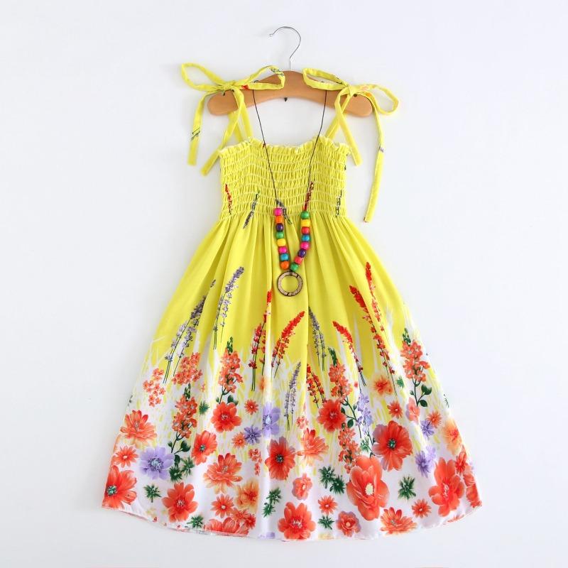Shabohemian mother and daughter beach skirt parent-child suspender skirt girls floral vest skirt