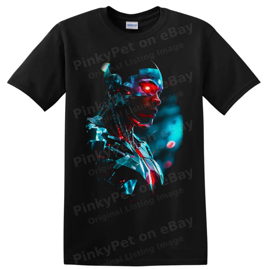 Cyborg Victor Stone Superhero T Shirt Cybernetic Art Graphic Portrait Tee