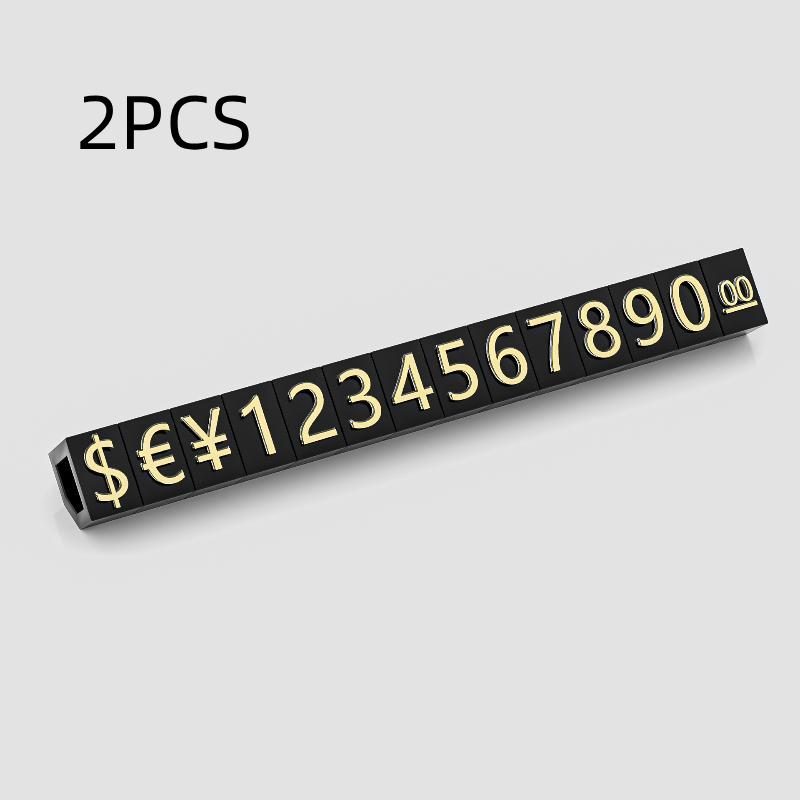 2Pcs Golden Silvery Black Number Letter Adjustable Mini Cube Price Tag Display Stand Tag Label Sets Of Number Labels