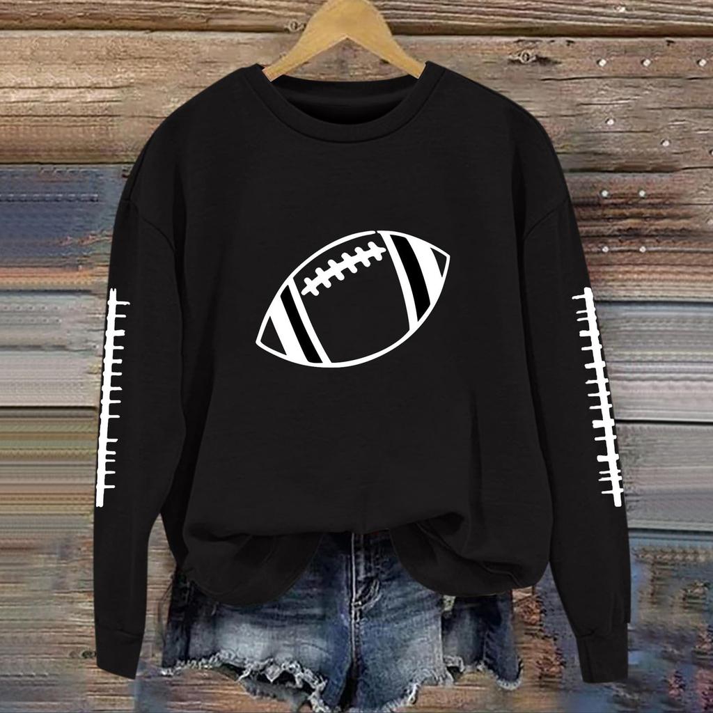 Women's Fashionable And Casual Long Sleeved Printed Round Neck Sportswear Pullover Sweatshirt Top