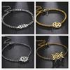 Teamer Stainless Steel Bracelet for Women Goddess Charms Pentagram Moon Wicca Jewelry Magic Pendant Pentacle Witch Amulet Gifts