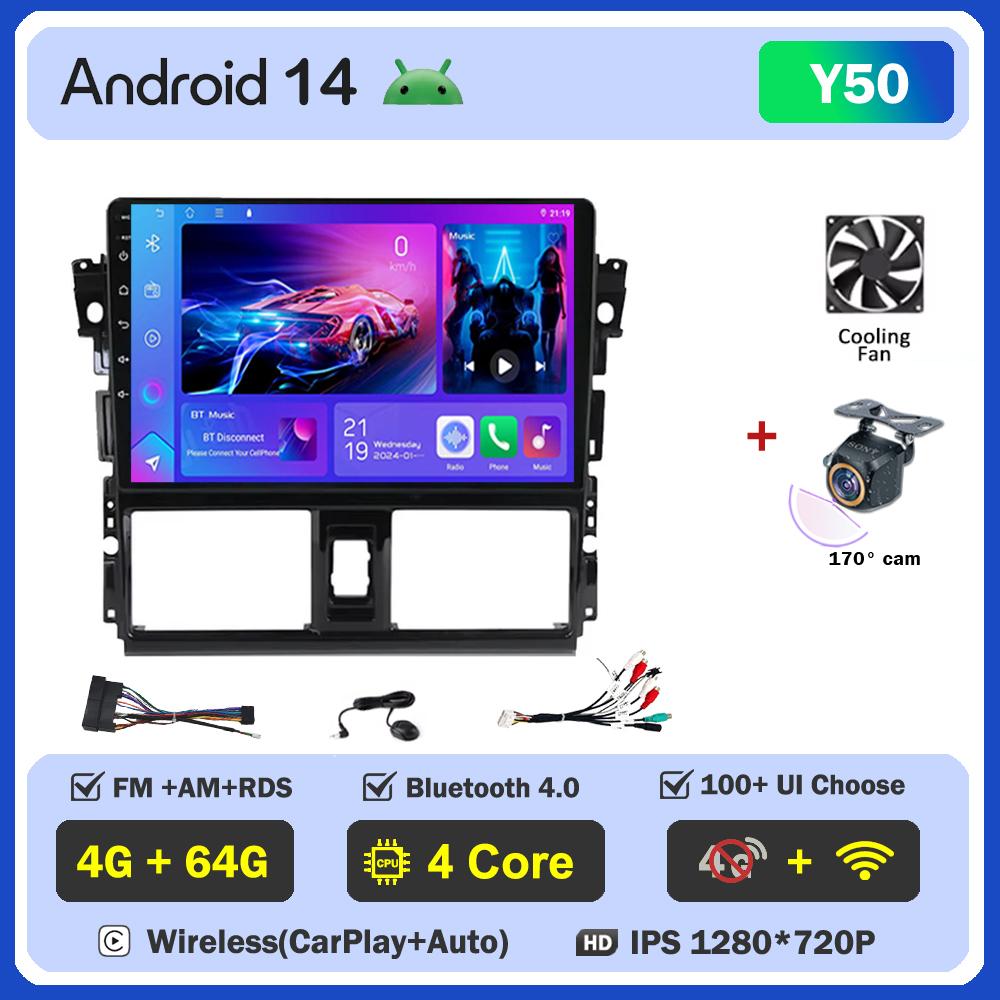 For Toyota Vios XP150 2013-2020 Car Radio Player Car Carplay Screen Autoradio Mirror Link Car Intelligent Systems Touch Screen