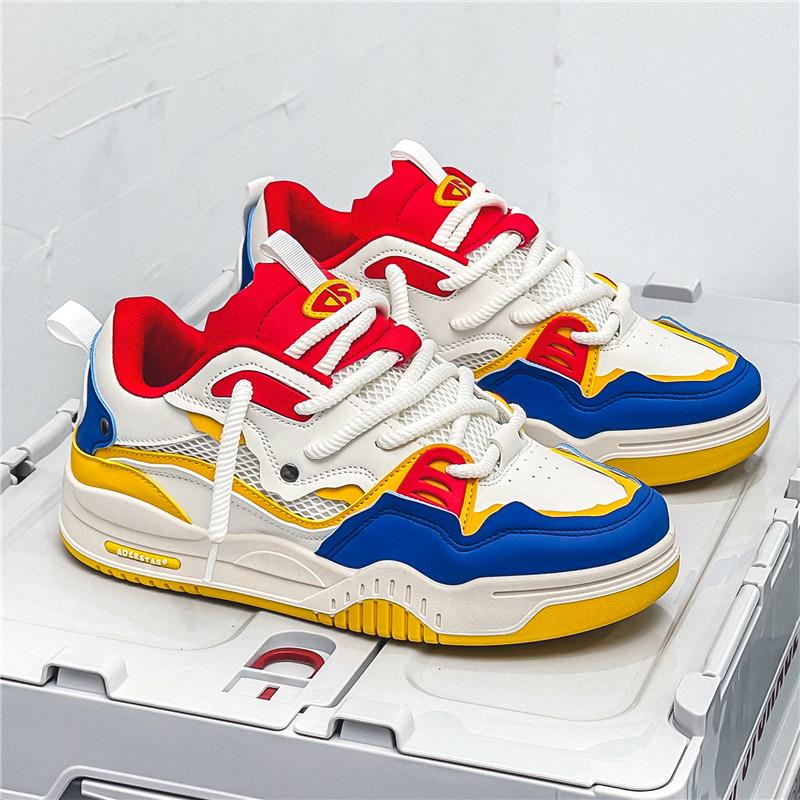 

Men s shoes 2024 spring and autumn new Hong Kong style retro leisure sports summer height increase non-slip design sense bread tide board shoes 46