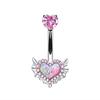 Anello Ombelico a Forma di Cuore Ornamento Goccia d'Acqua 14G Bilanciere Piercing Ombelico Pendente Belly Nombril Piercing Gioielli Donna