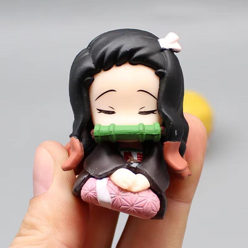 Demon Slayer 4Pcs Q Edition Kamado Tanjirou Nezuko Zenitsu Inosuke Sleep Desktop Decoration Toy Gift For Children