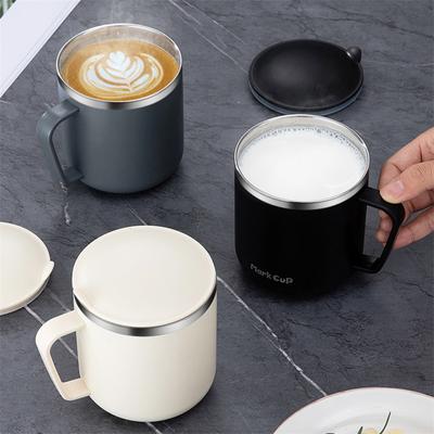 304 Edelstahl-Kaffeetassen mit Deckel Tragbare Thermoskanne Doppelwandige Wärmedämmung Anti-Fall-Thermoskanne Milchteetasse