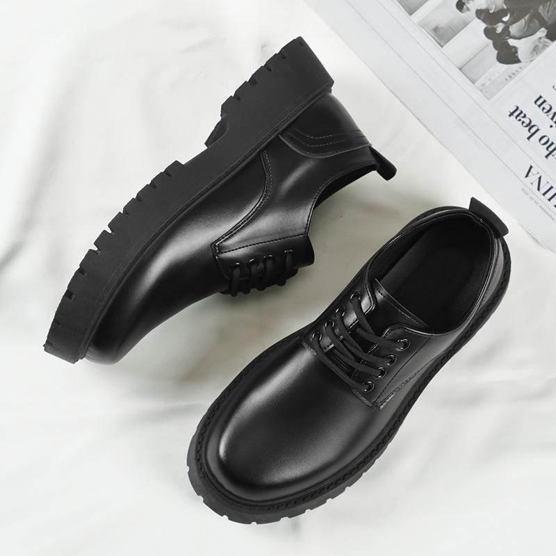 Autumn 2024 New Men's Business Waterproof Black Leather Shoes Chef Shoes Men's Korean Version Versatile Platform Work Shoes