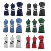 3pcs Waterproof Striped Golf Club Headcovers #1 #3 #5 Wood Headcovers Driver Fairway Woods Cover PU Leather Head Covers