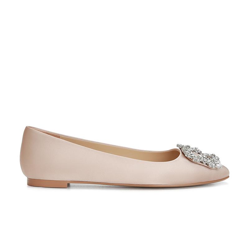 - [] New York Dinner _ Rhinestone Square Buckle Shallow Mouth Flat Sole Shoes Women's Wedding Shoes Commuter Shoes